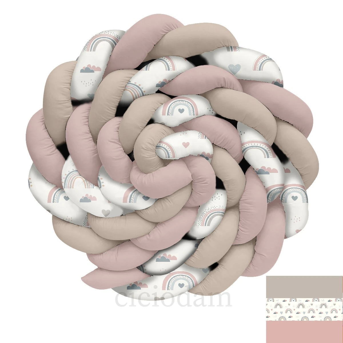 Pembe Mavi Gökkuşağı Puantiyeler Örgü Korumalık