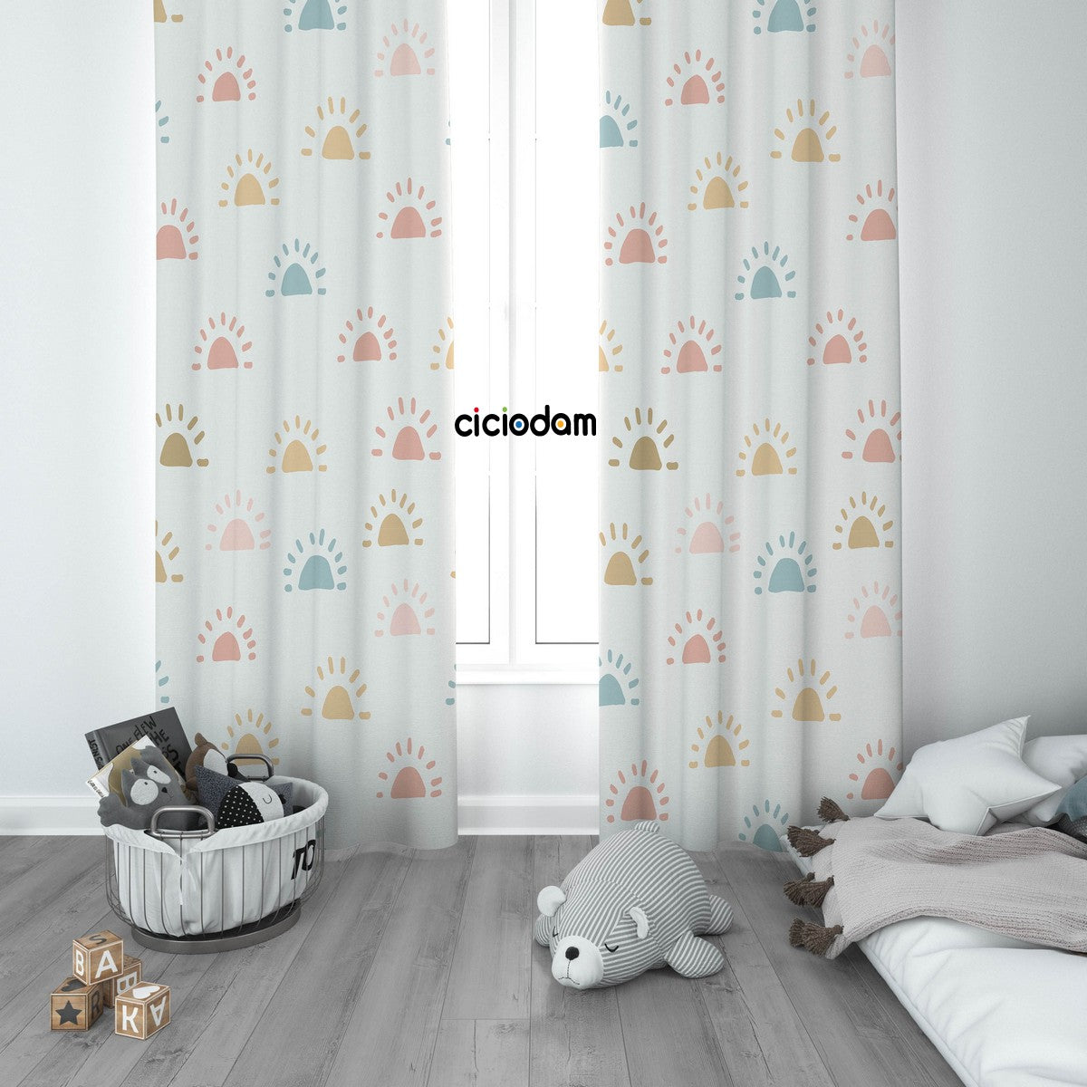 Renkli Gün Batımı Çocuk Odası Perdesi 5128