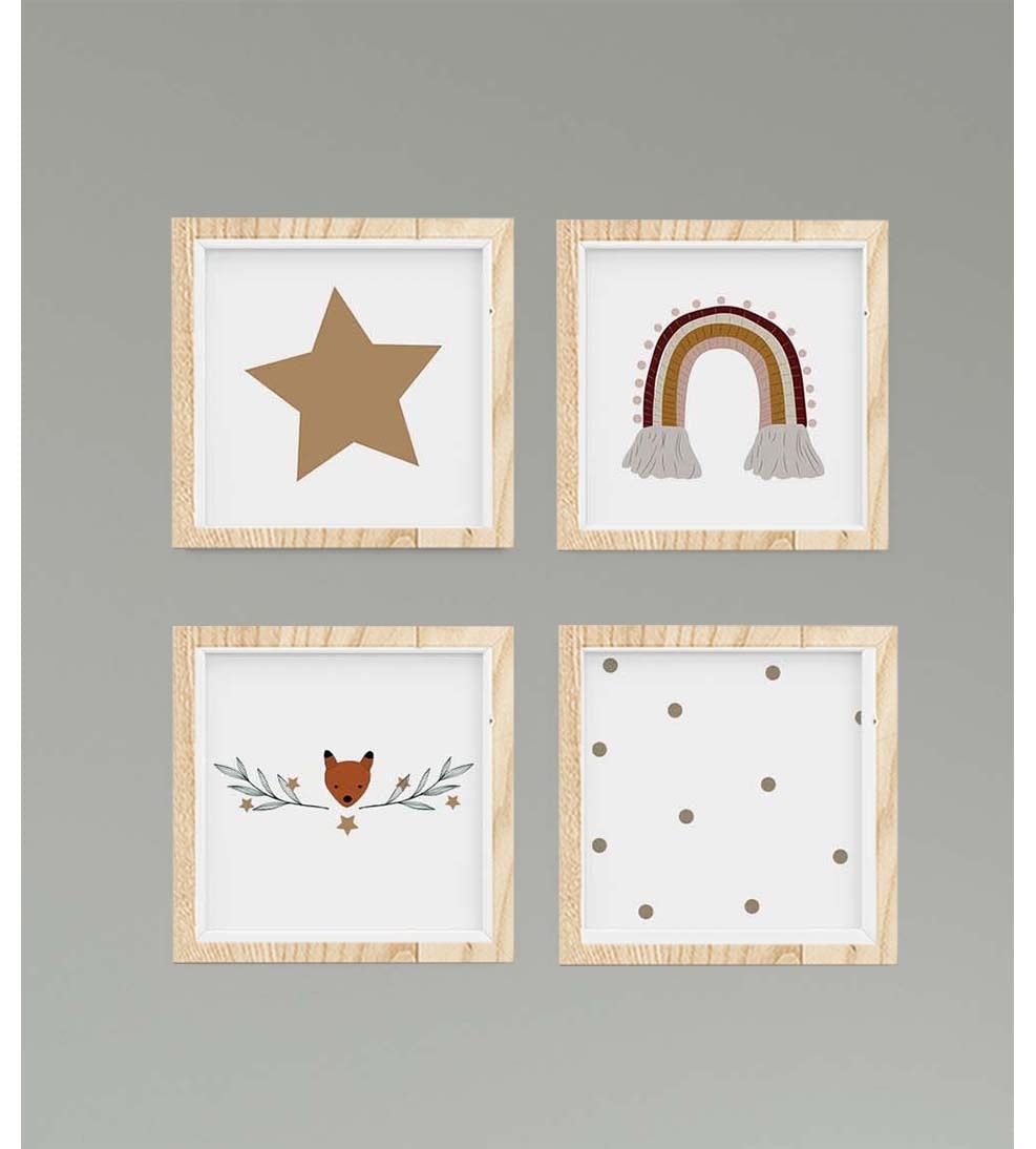 Gökkuşağı Tilki ve Puantiyeler Duvar Tablo