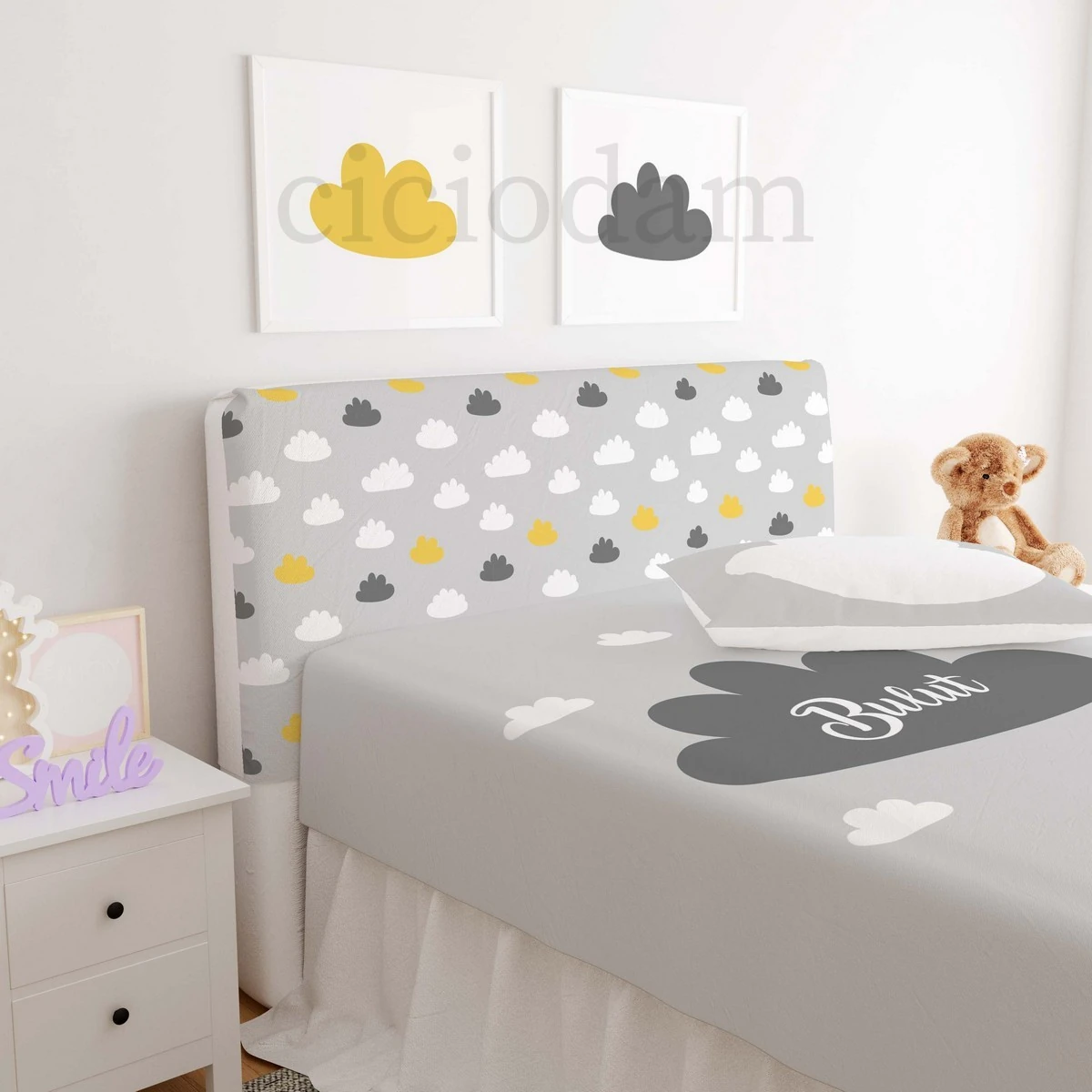 Sarı Gri Bulutlar Başlık Kılıfı