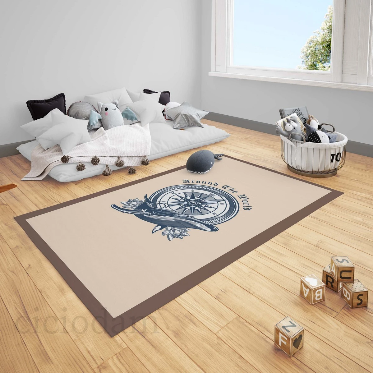Denizci Pusula Gemiler Çocuk Halısı