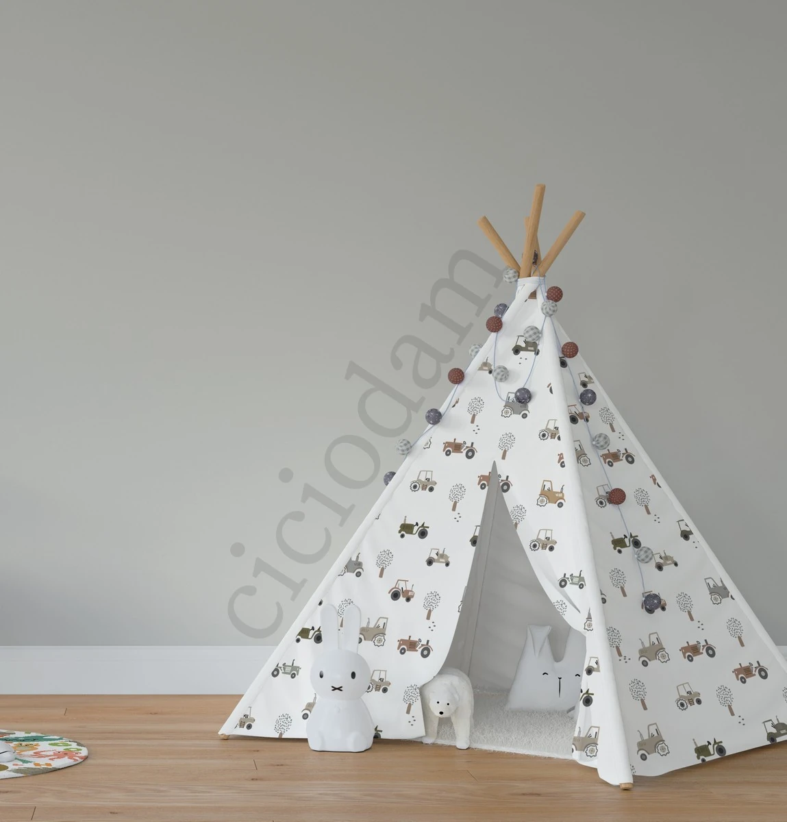 Renkli Traktörler Yol Oyun Çadırı