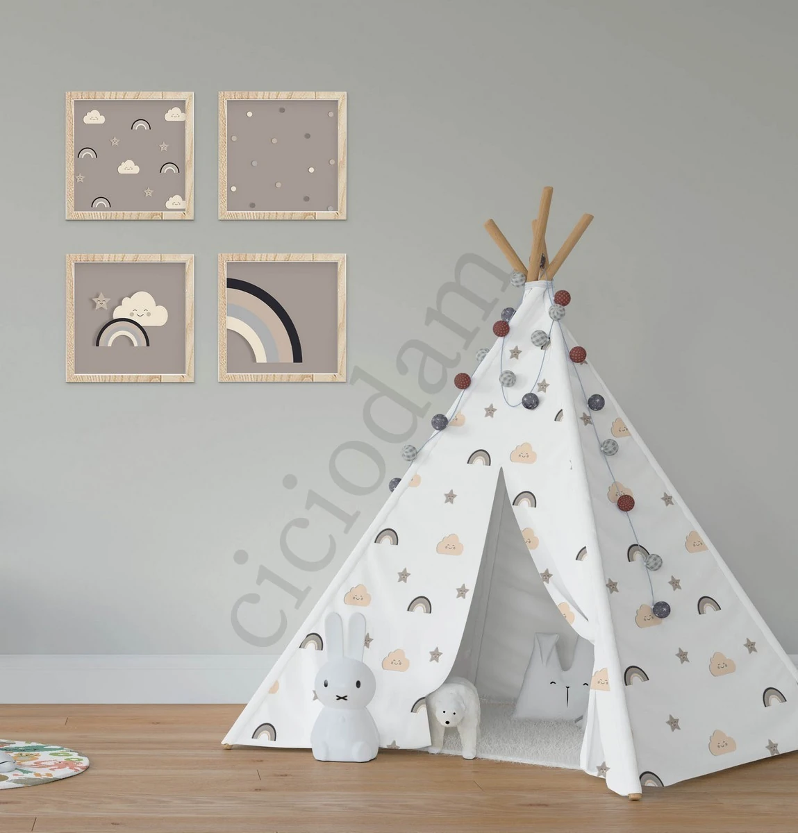 Gökkuşağı Ve Gülen Bulut Yıldız Oyun Çadırı