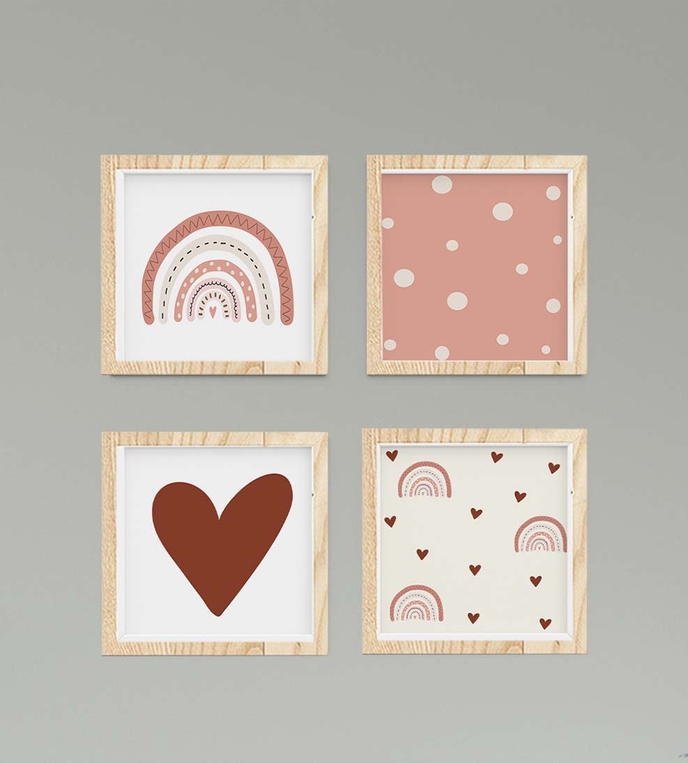 Gökkuşağı Kalpler ve Seksek Oyun Duvar Tablo