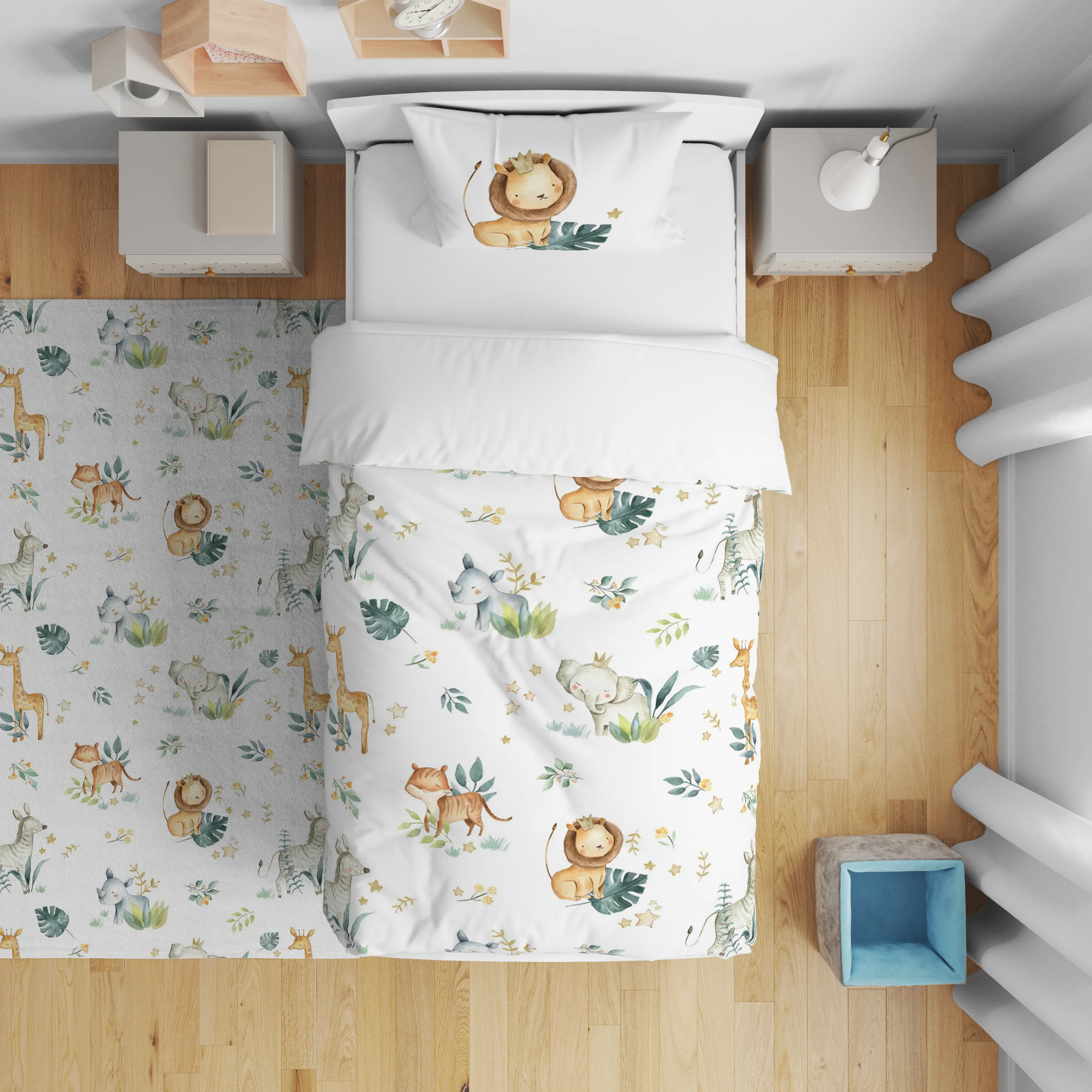 Aslan Fil Tilki Yapraklı Nevresim