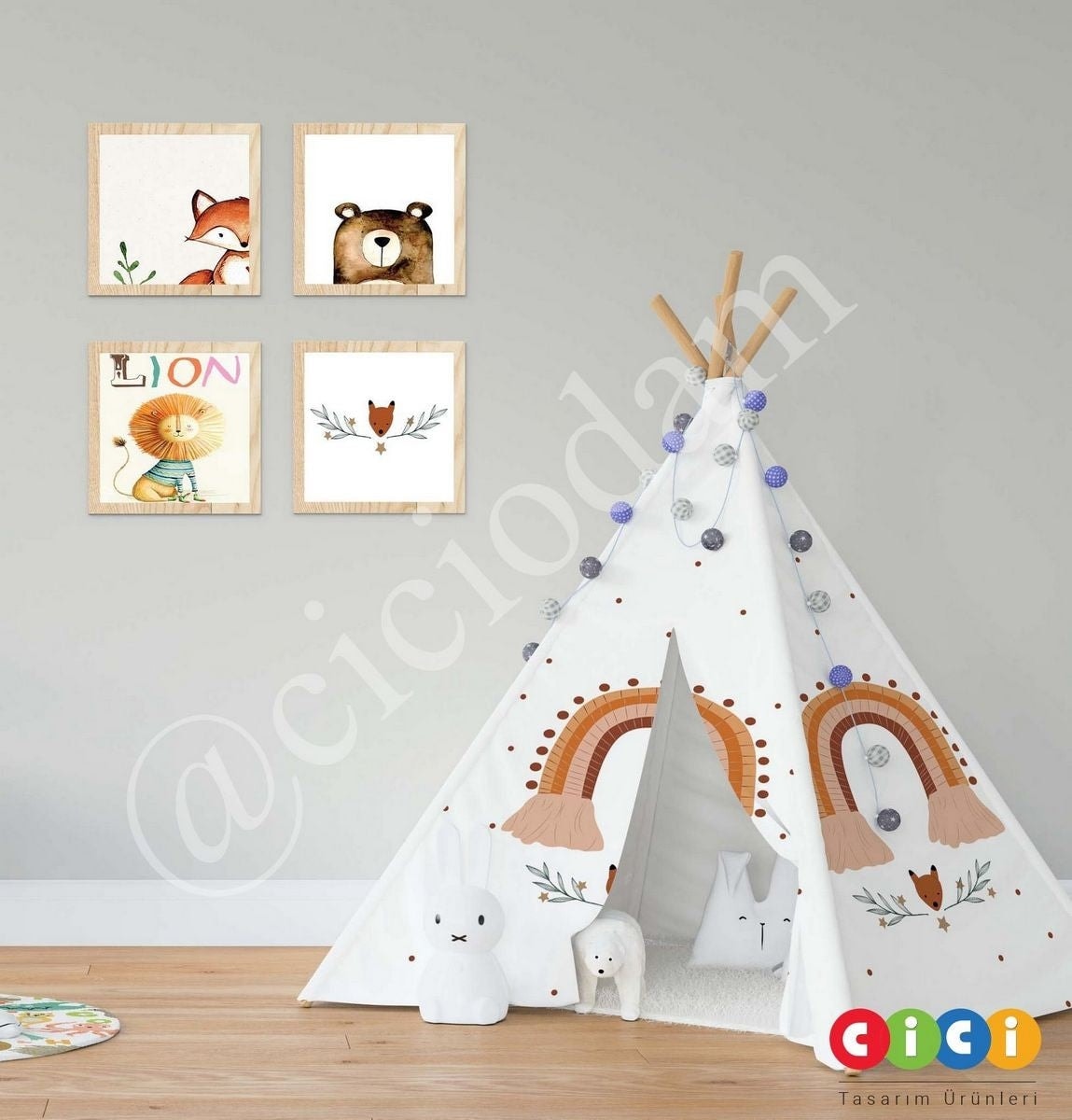 Gökkuşağı ve Puantiyeli Oyun Çadırı