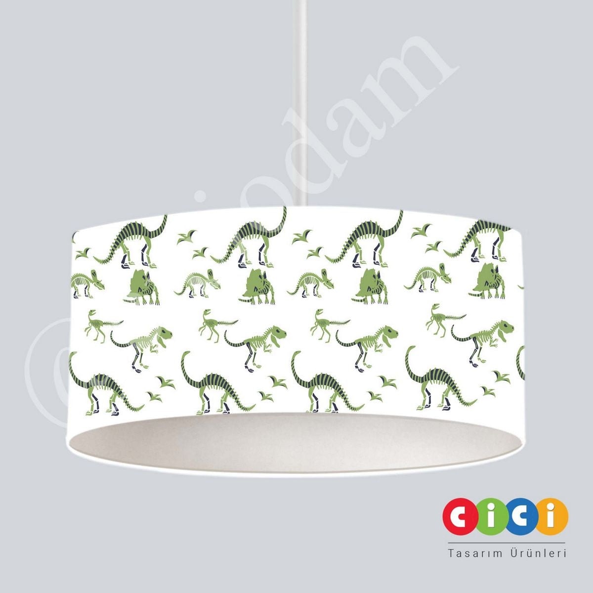 Yeşil Dinozorlar ve Ayak İzleri Çocuk Odası Avize