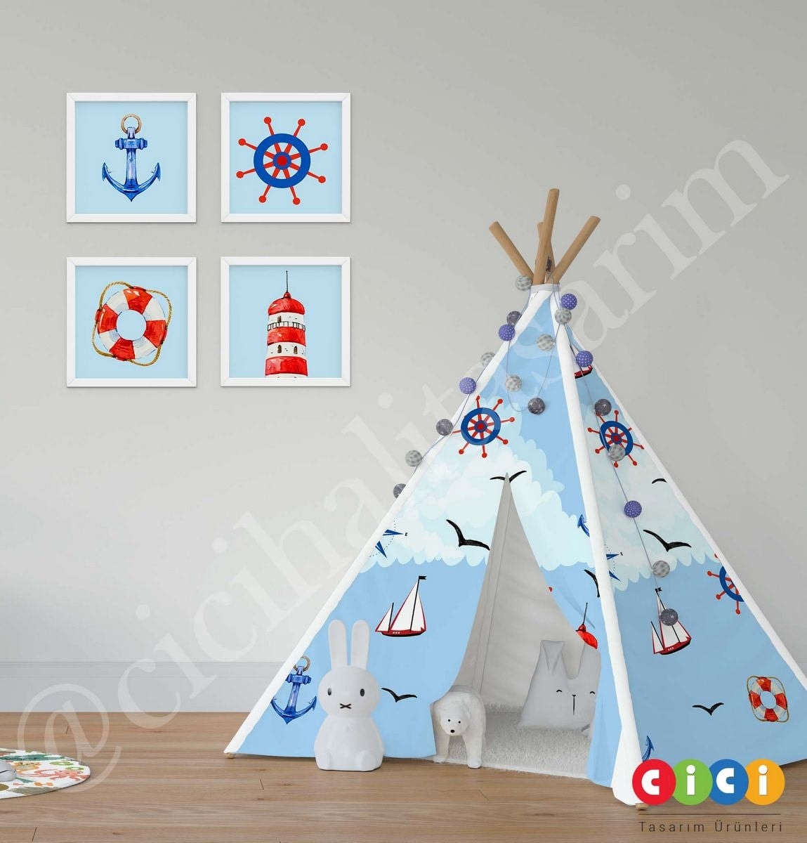 Çapa Dümen Deniz Feneri Pusula Denizci 416 Oyun Çadırı