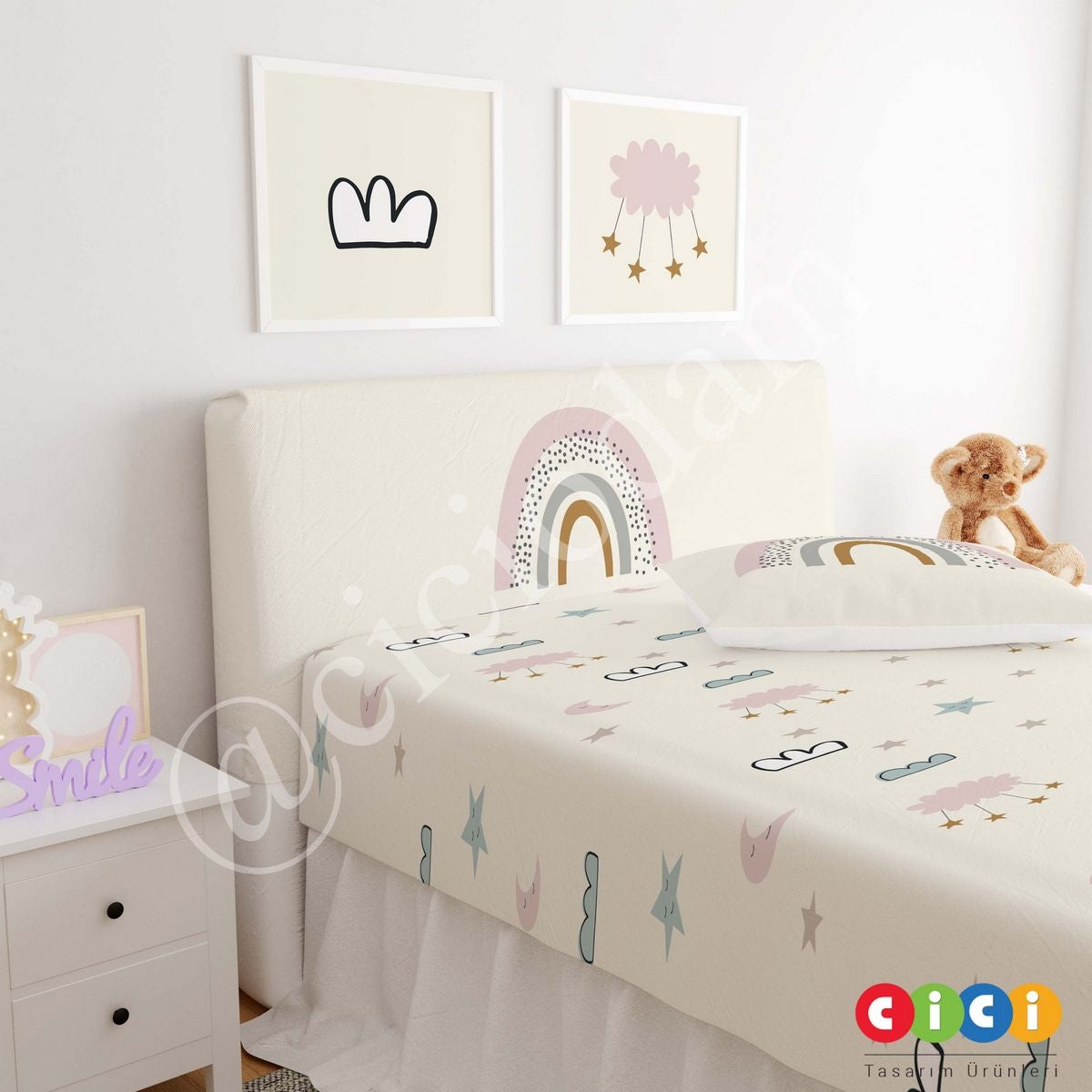 Ay Dede Gökkuşağı Bulut Seksek Oyun Başlık Kılıfı