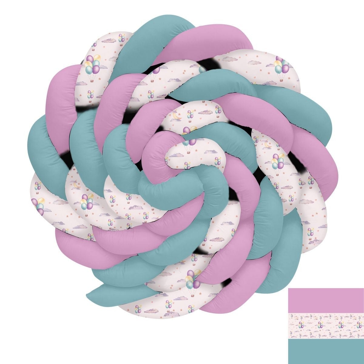 Renkli Balonlar Bulutlar ve Yıldızlar Örgü Korumalık