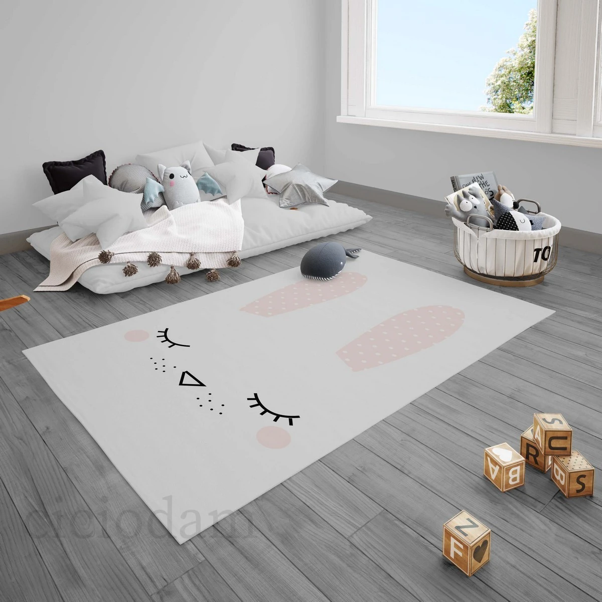 Kirpik Uyuyan Gözler Tavşan 612 Çocuk Halısı