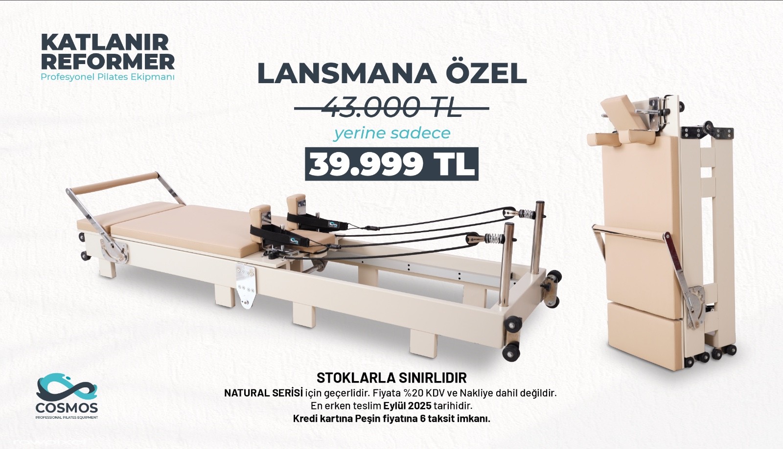 Profesyonel Katlanır Reformer Natural Series
