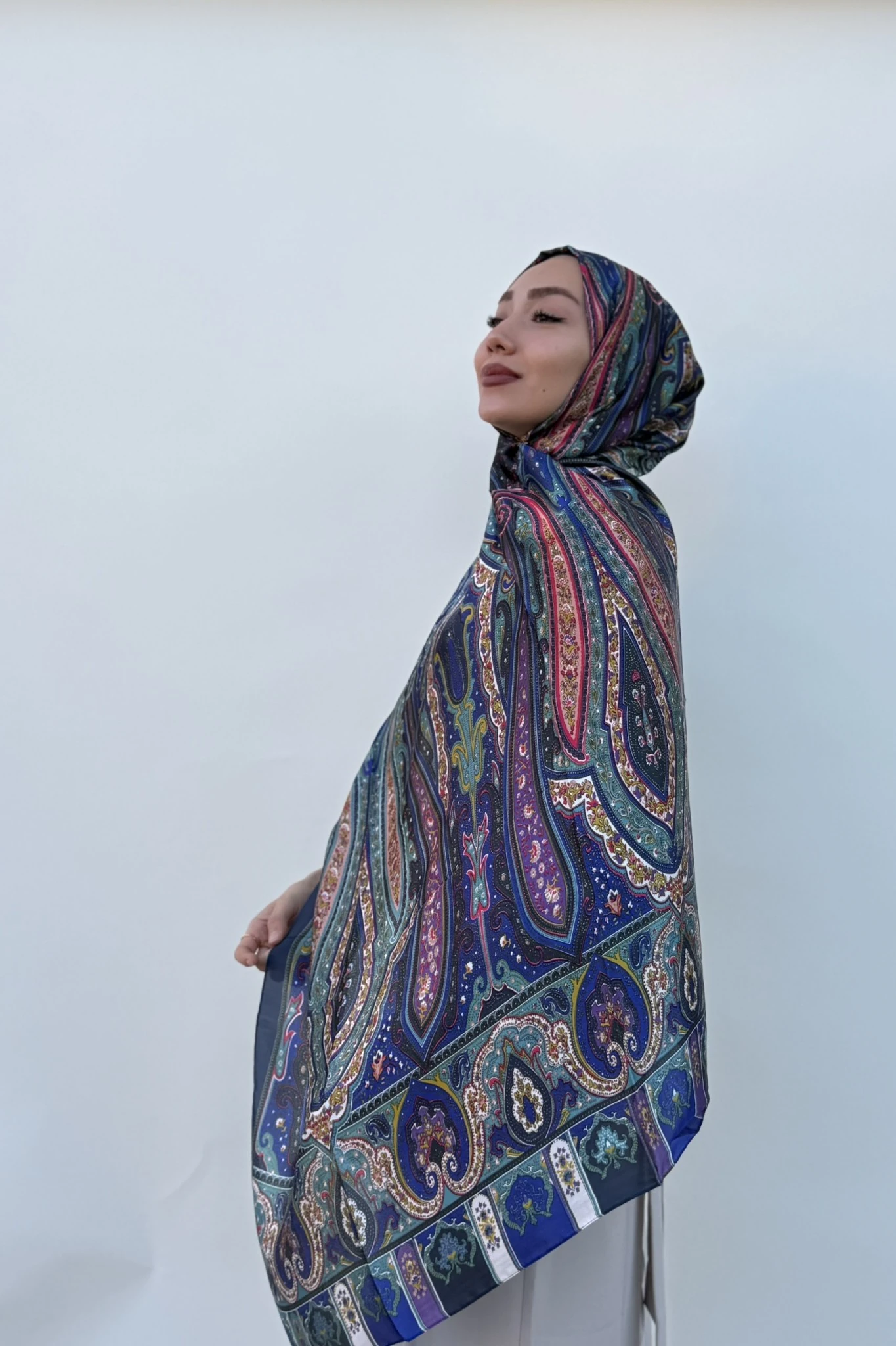 Etnik Desen Şal - petrol