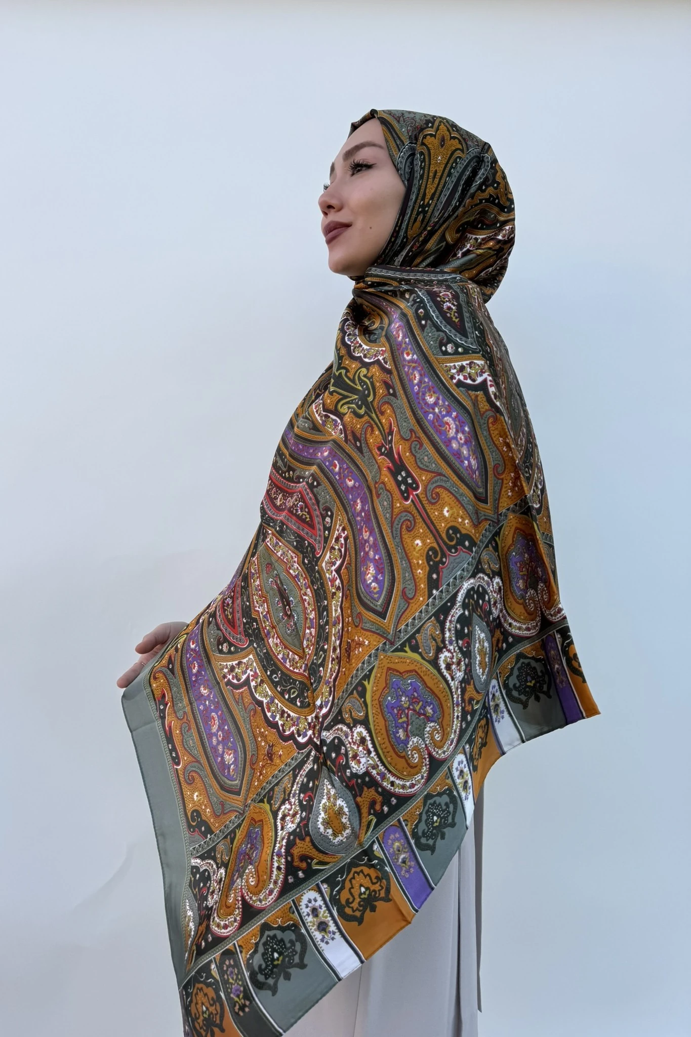 Etnik Desen Şal - haki