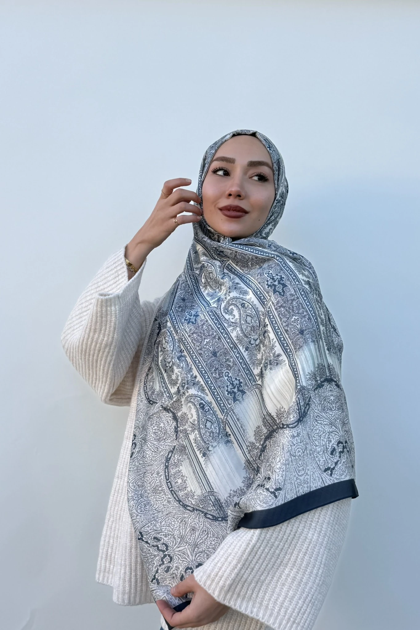 Etnik Desen Şal - Lacivert