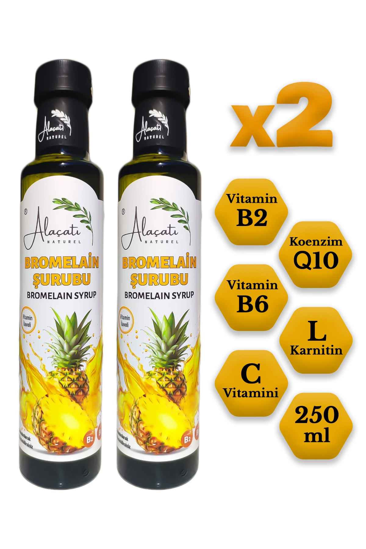  Bromelain Şurubu (Vitamin İlaveli) 250 ml x2 Adet