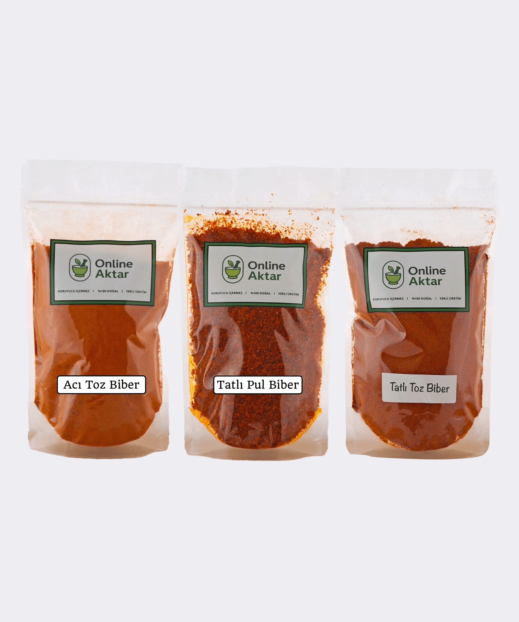 Acı Toz Biber 50g + Tatlı Toz Biber 50g + Tatlı Pul Biber 50g