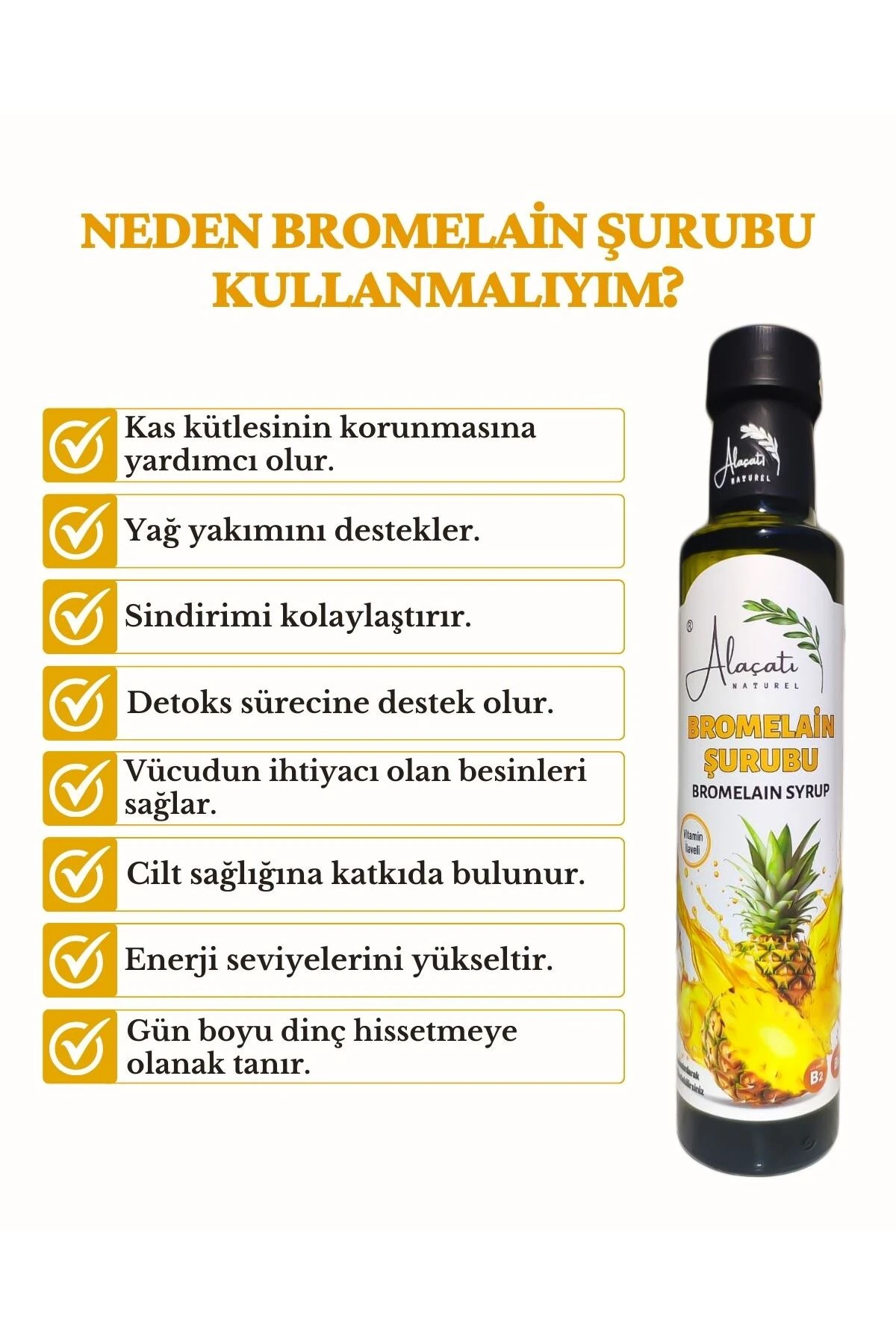  Bromelain Şurubu (Vitamin İlaveli) 250 ml x2 Adet