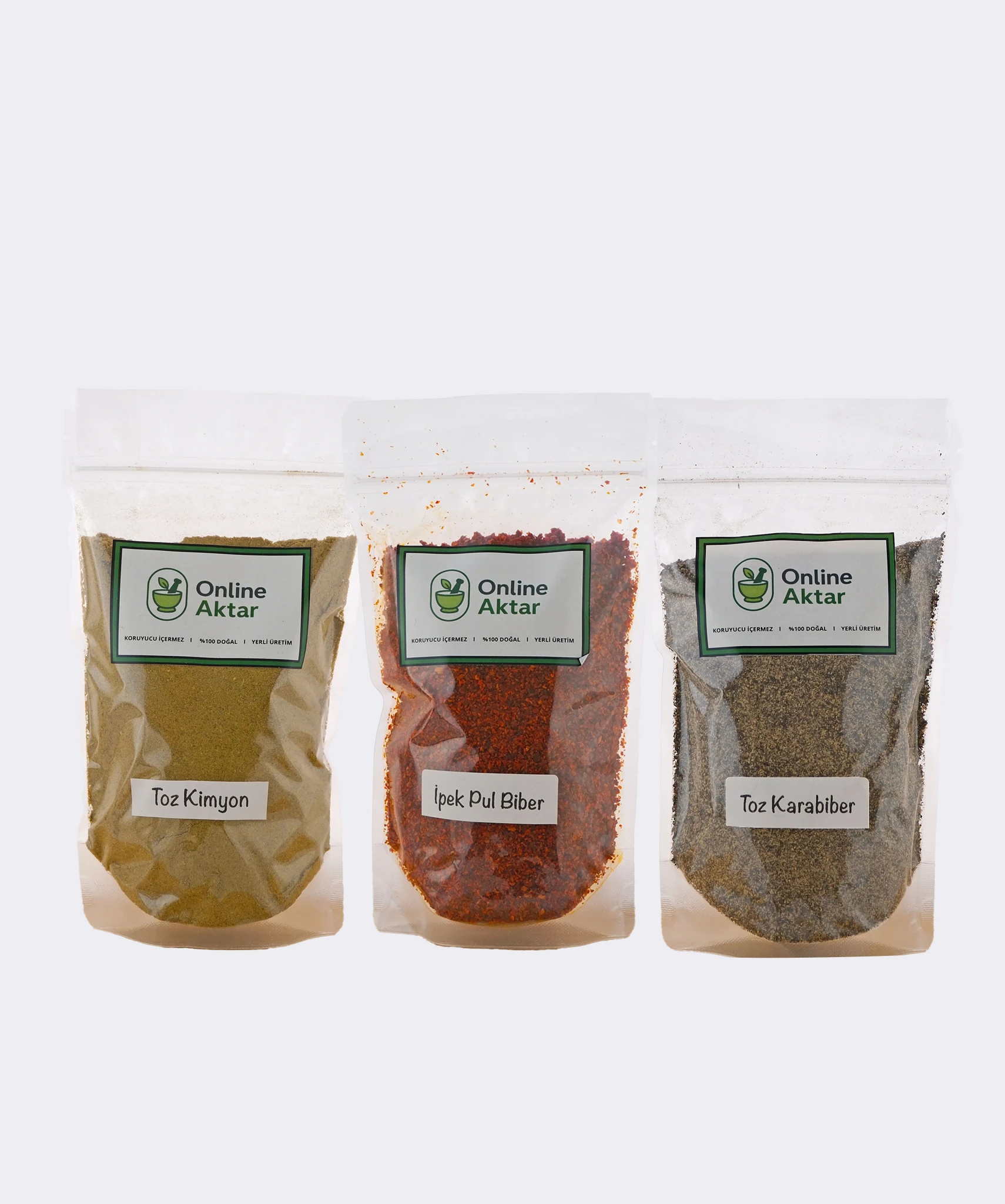 İpek Pul Biber 150g + Karabiber Toz 150g + Kimyon Toz 150g