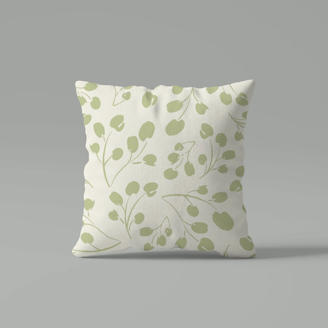 Yeşil Papatya Çiçek Desenli Çift Taraf Dijital Baskılı 4'lü Kırlent Kılıf Seti