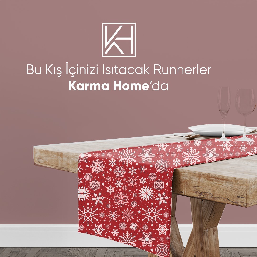 Kırmızı Kar Desenli Runner