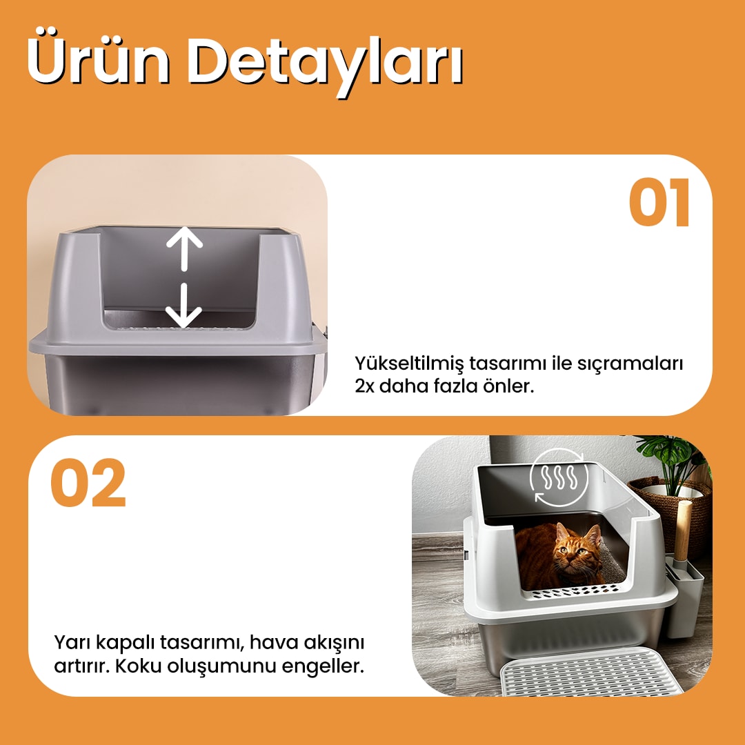 MetalBox Plus Paslanmaz Çelik Kedi Tuvaleti