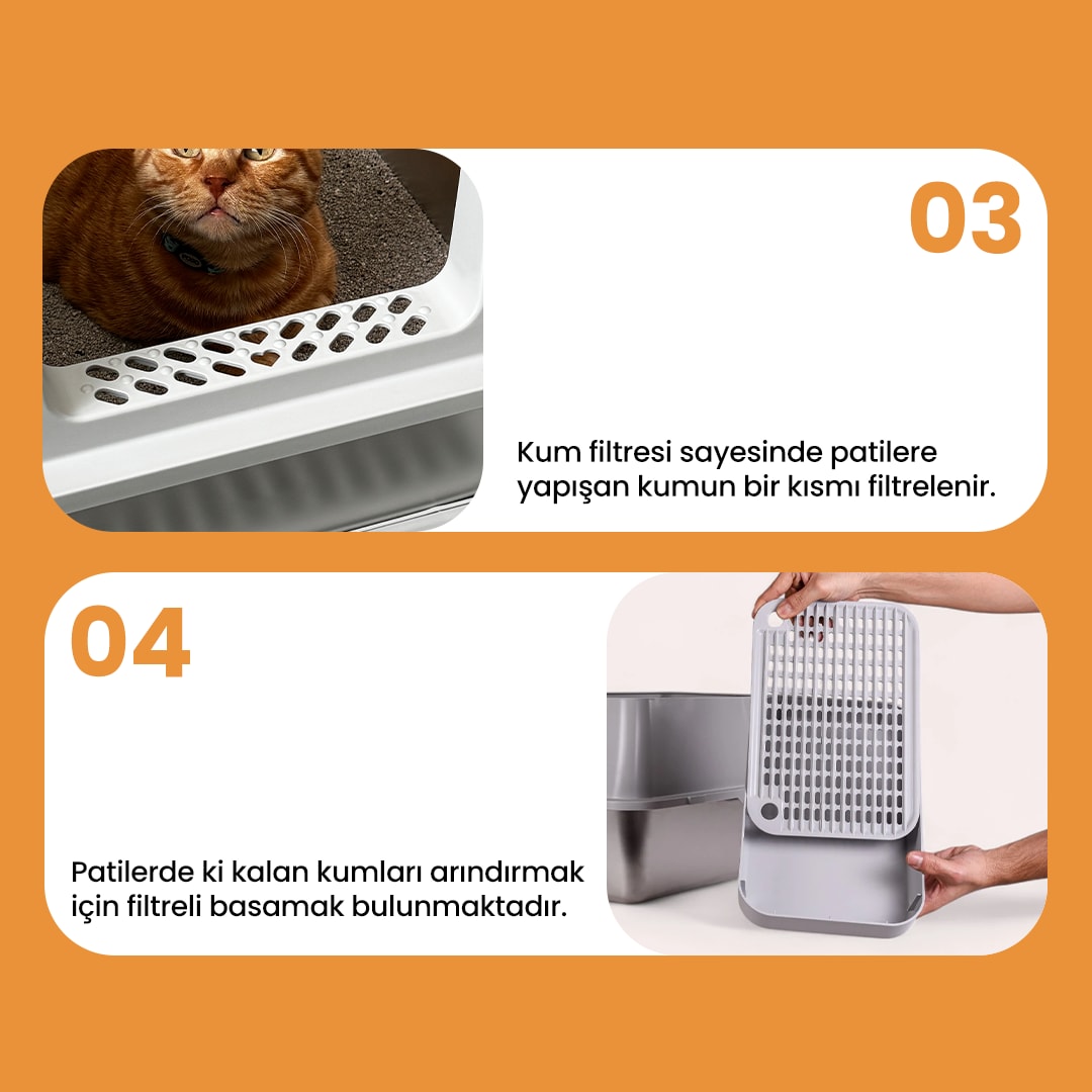 MetalBox Plus Paslanmaz Çelik Kedi Tuvaleti