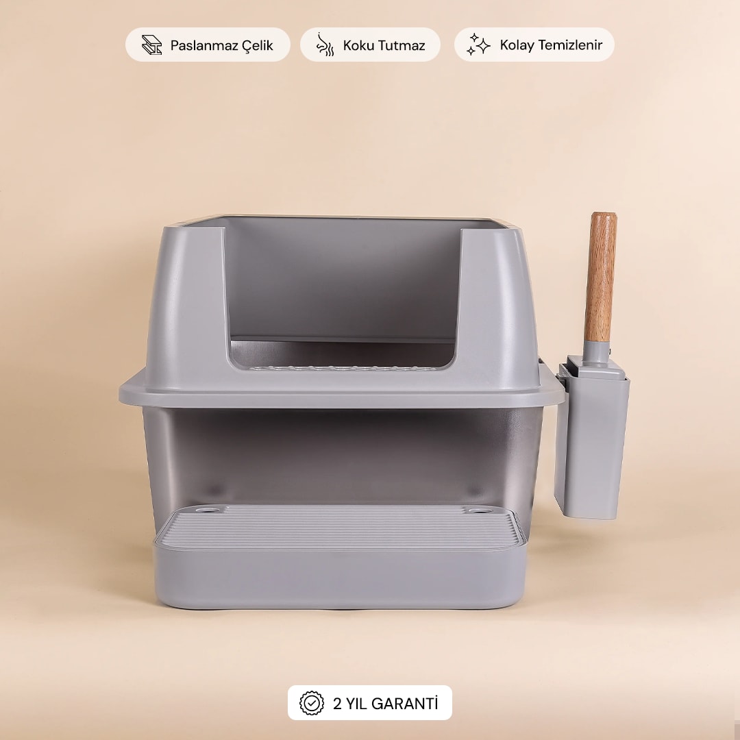 MetalBox Plus Paslanmaz Çelik Kedi Tuvaleti