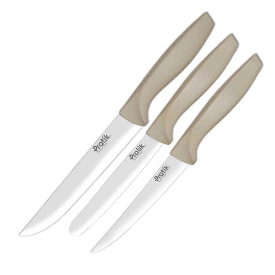 Pratik Ev Üçlü Mutfak Bıçak Seti Pembe 43239-26
