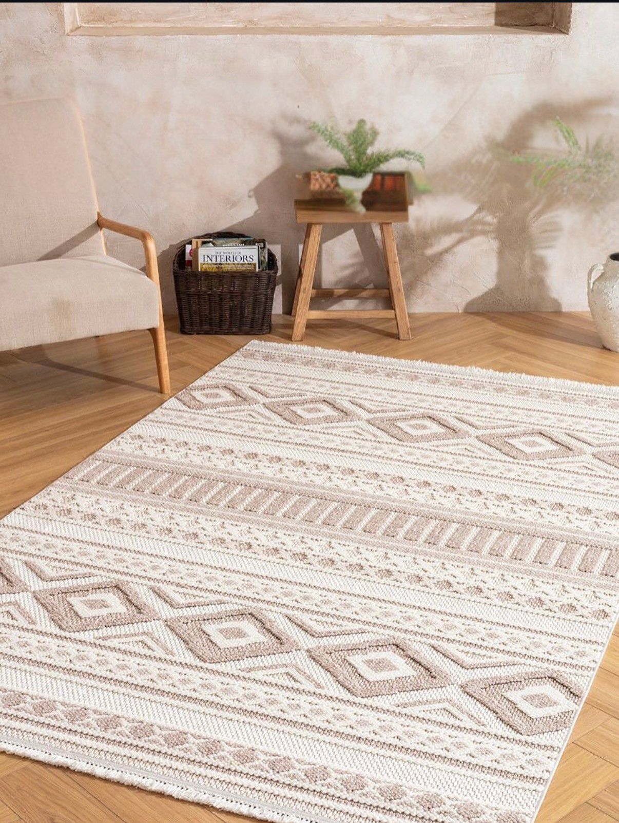 Arzen Home Bukle Halı – Geometrik Desen, Kaymaz Taban, Kolay Temizlenebilir