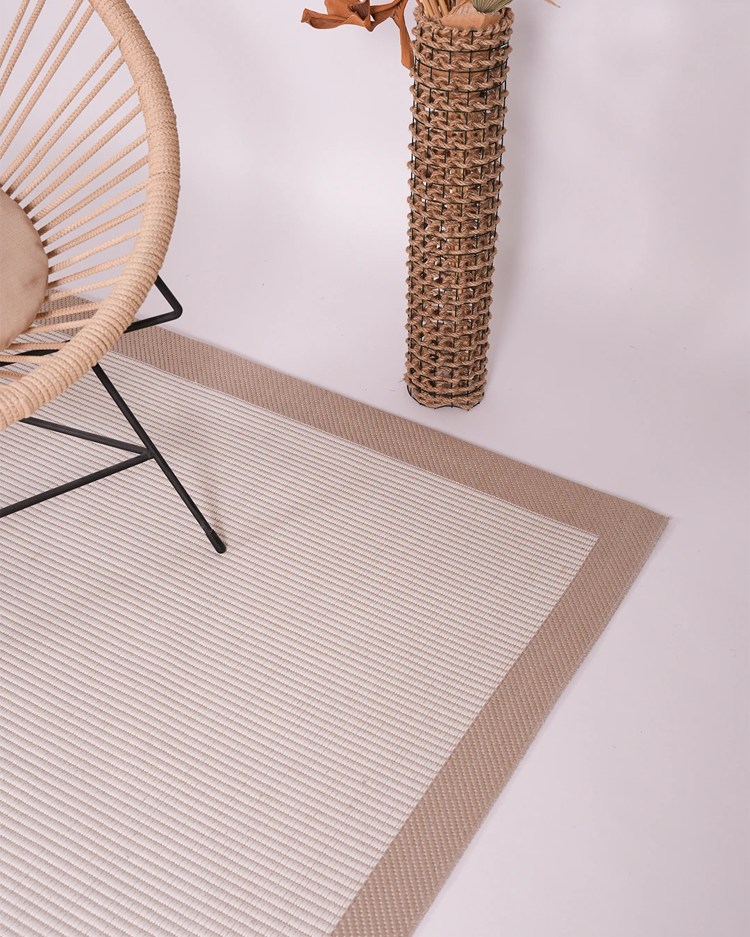 Arzen Sisal Serisi Vizon Bordür  Bej Hasır Tasarım Sisal Halı -AS05