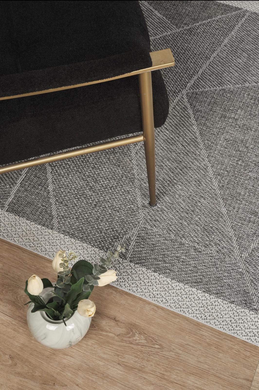 Arzen Sisal Plus Serisi Beyaz Bordür Gri Tasarım Sisal Halı