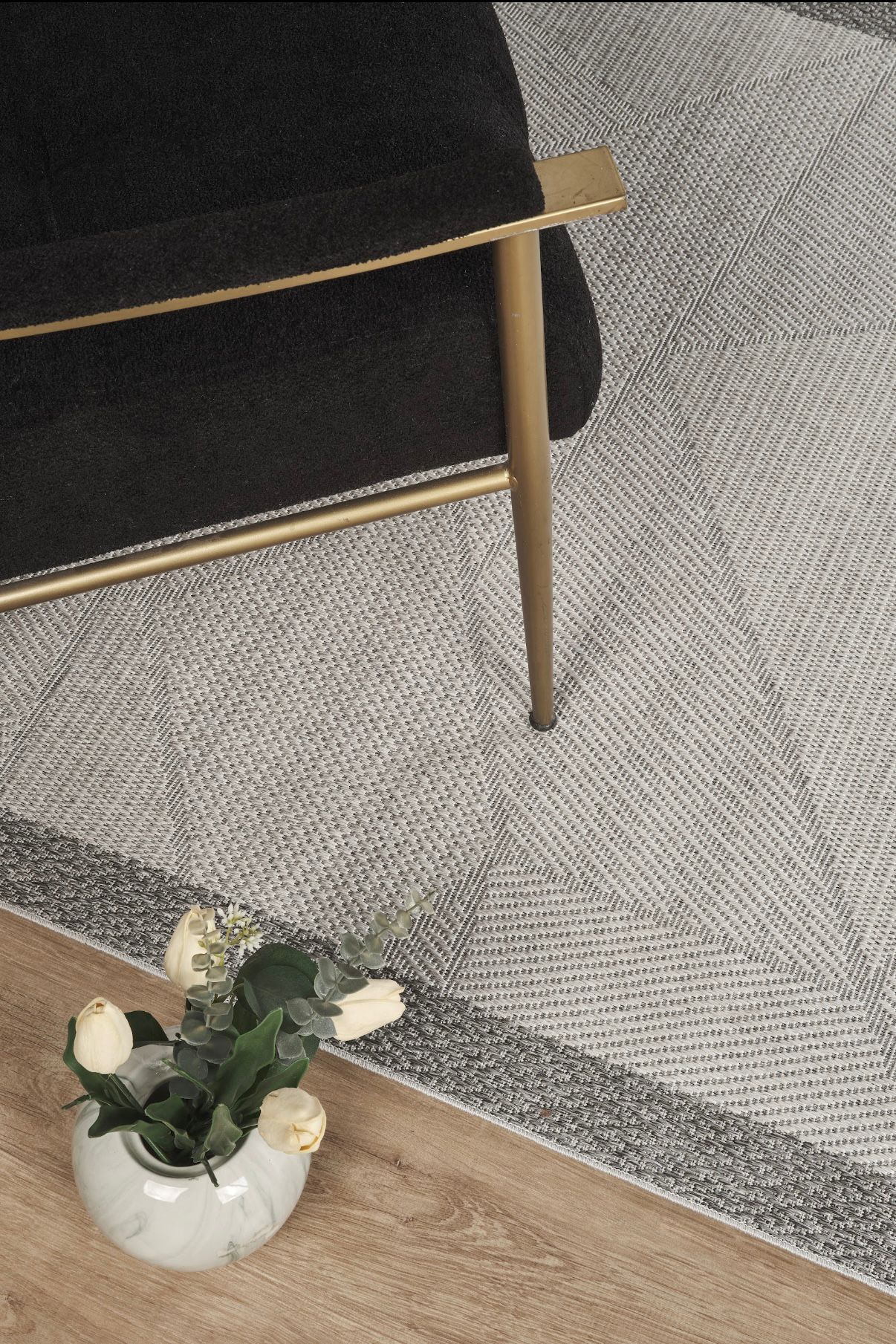 Arzen Sisal Plus Serisi Gri Bordür Krem Tasarım Sisal Halı