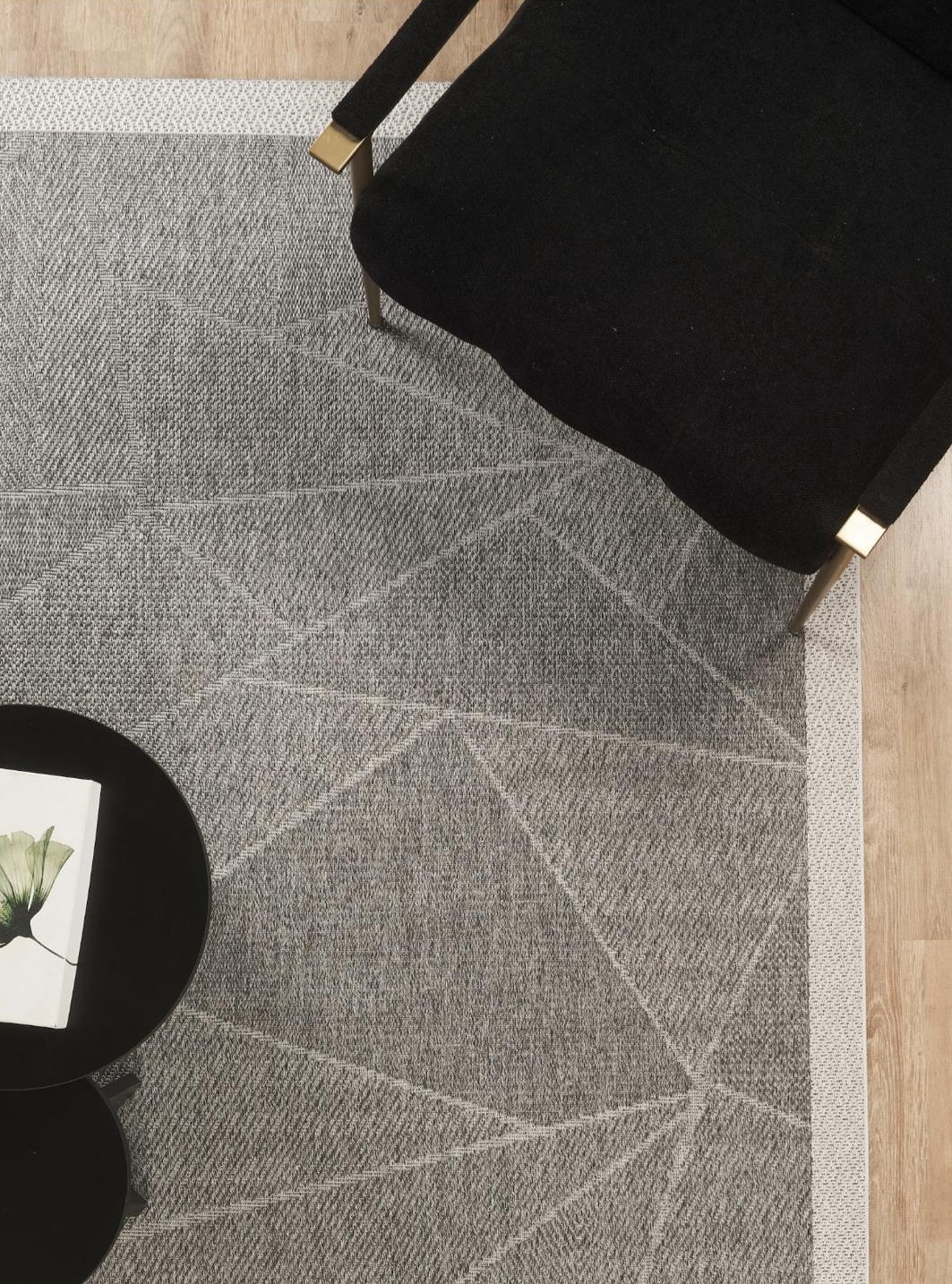 Arzen Sisal Plus Serisi Beyaz Bordür Gri Tasarım Sisal Halı