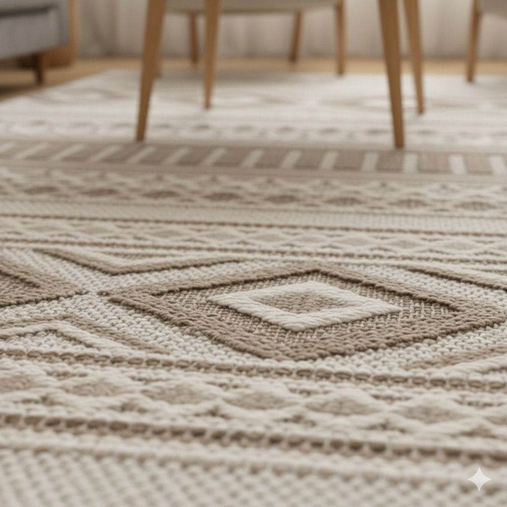 Arzen Home Bukle Halı – Geometrik Desen, Kaymaz Taban, Kolay Temizlenebilir