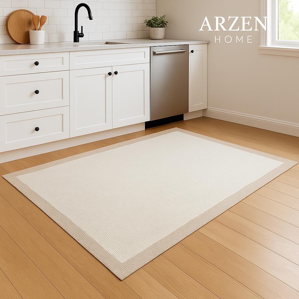 Arzen Sisal Serisi Vizon Bordür  Bej Hasır Tasarım Sisal Halı -S05