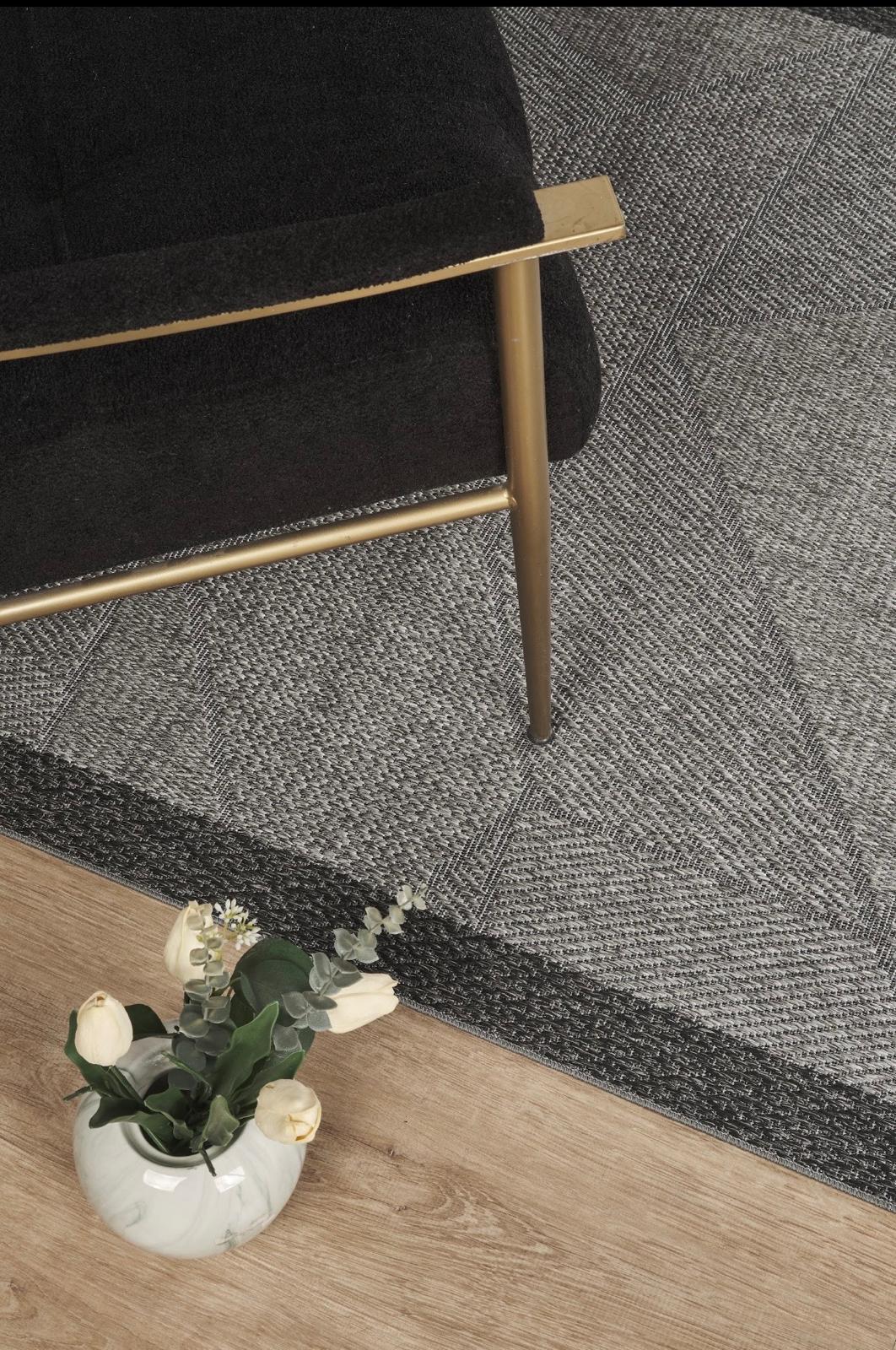 Arzen Sisal Plus Serisi Antrasit Bordür Gri Tasarım Sisal Halı