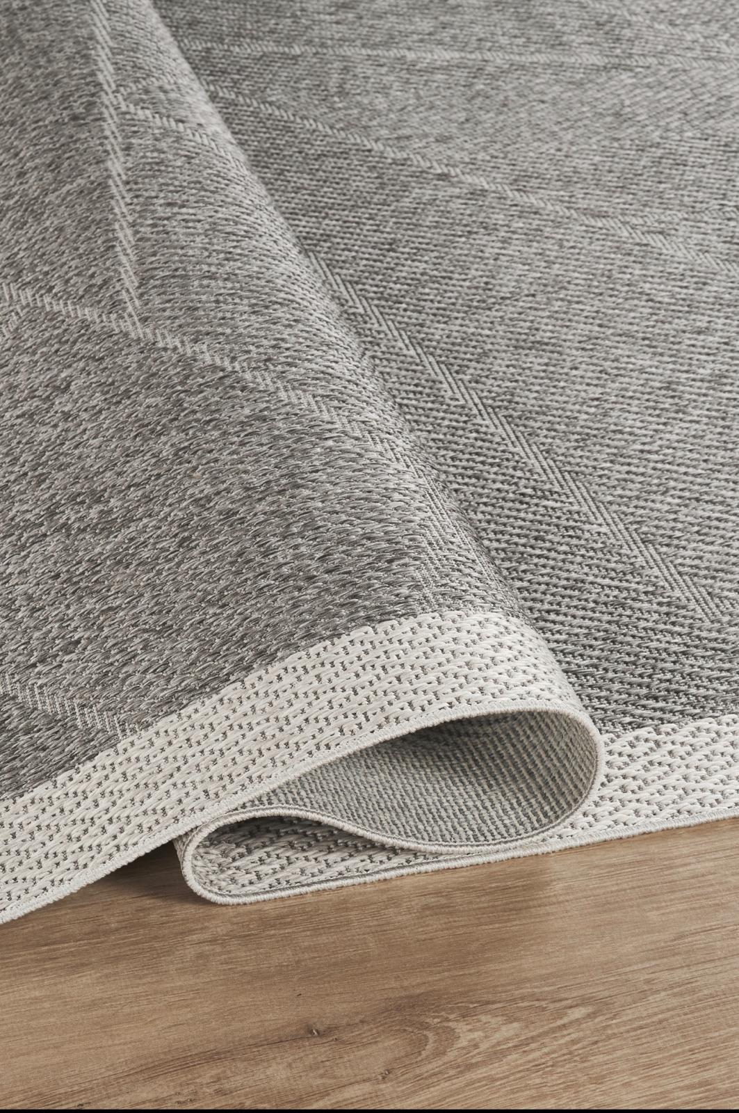 Arzen Sisal Plus Serisi Beyaz Bordür Gri Tasarım Sisal Halı