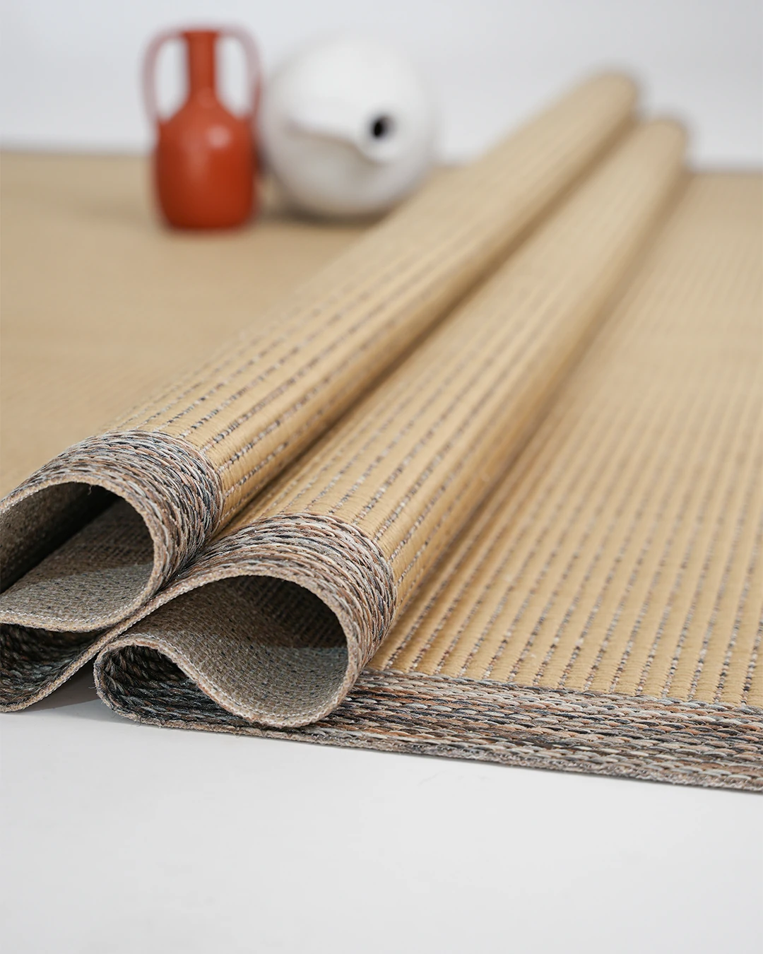 Arzen Sisal Serisi Koyu Gri Bordür Bej  Hasır Tasarım Sisal Halı -AS04