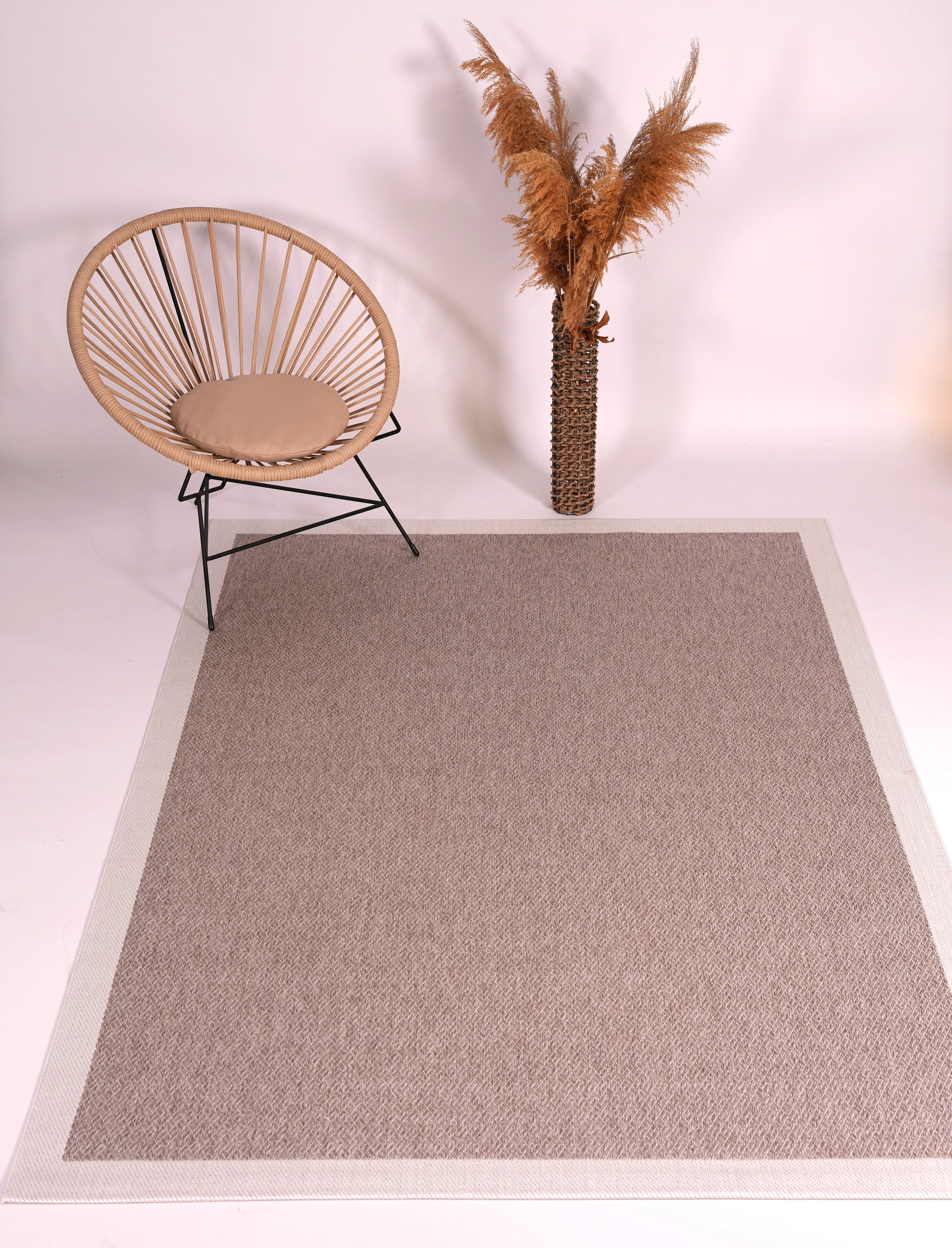 Arzen Sisal Serisi Beyaz Bordür Tasarım Sisal Halı -619B