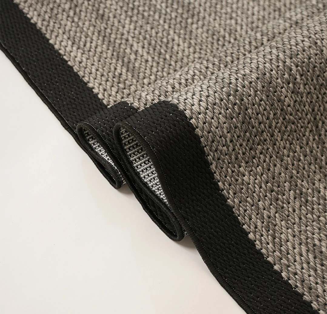 Arzen Sisal Serisi Siyah Bordür Gri Tasarım Sisal Halı -EZ11