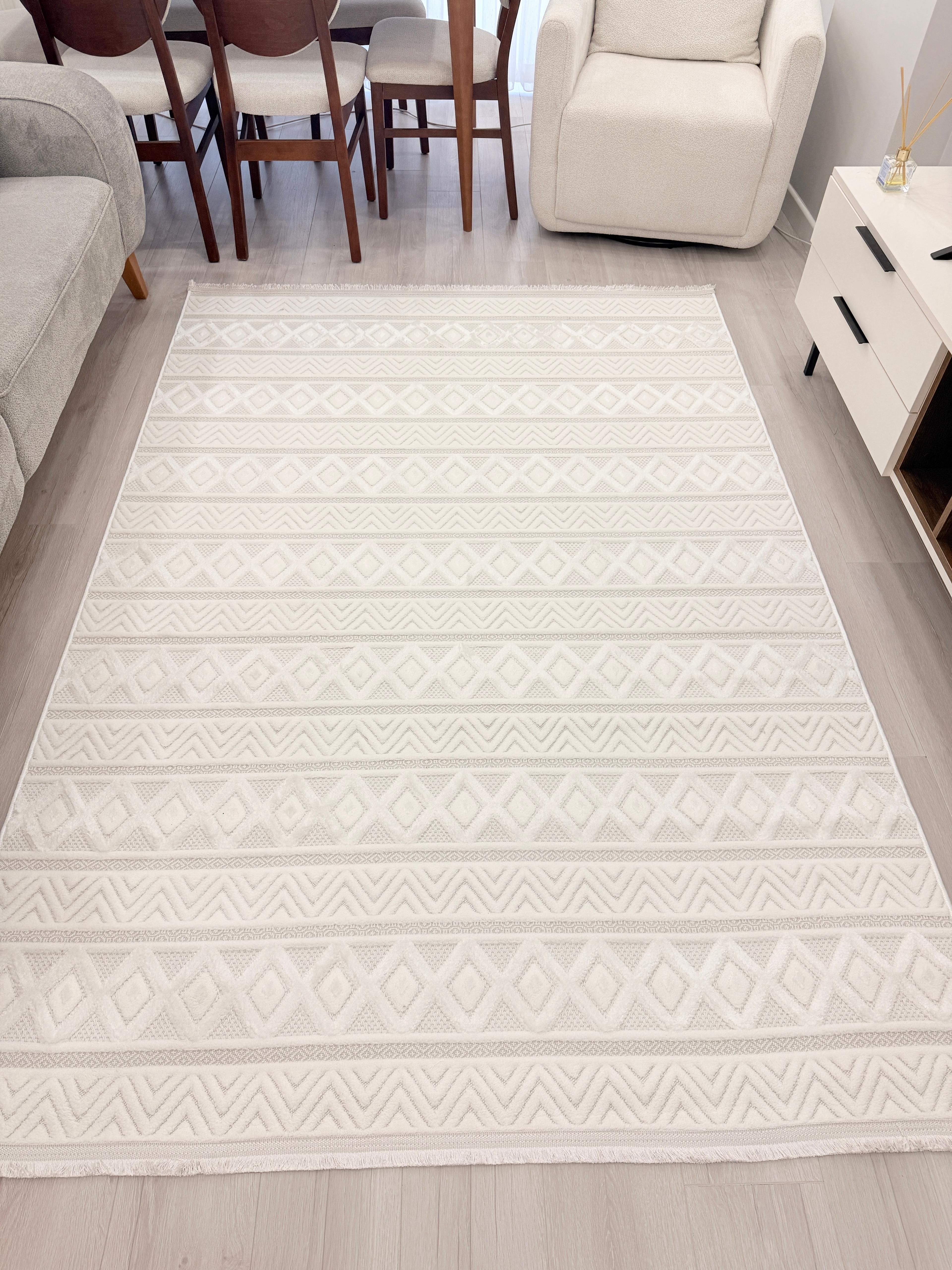 Arzen Berceste Serisi Bey Geometrik Modern  İskandinav Halı BR-01