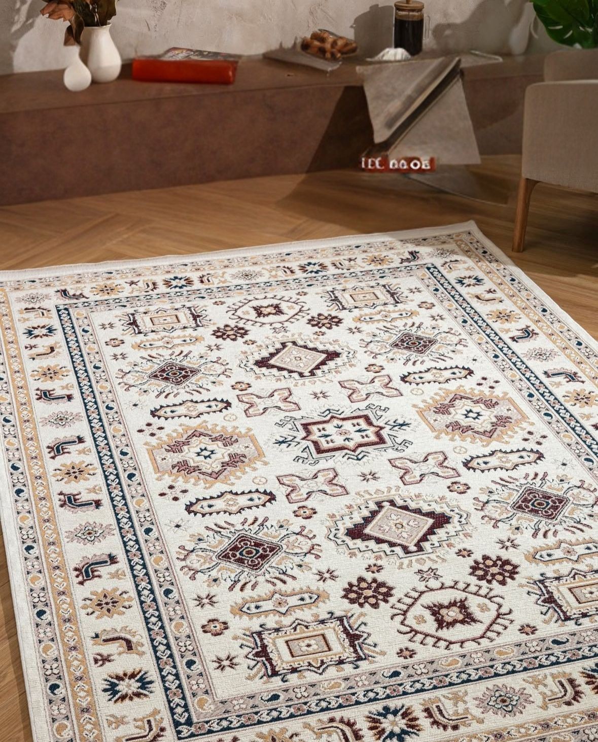 Arzen Vintage Serisi Kütahya Açık Bej-Beyaz Geleneksel Halı KY-02