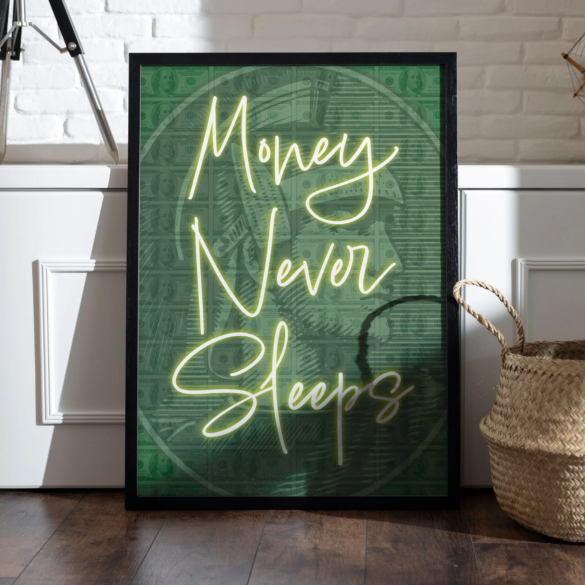 "Money Never Sleeps" Poster Tablo
