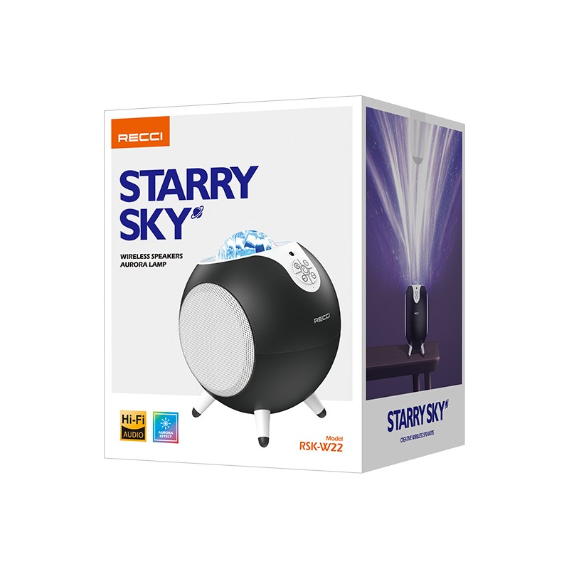 Recci RSK-W22 Starry Sky Serisi Hi-Fi Aurora Lambalı Wireless Bluetooth 5.2 Speaker Hoparlör 10W