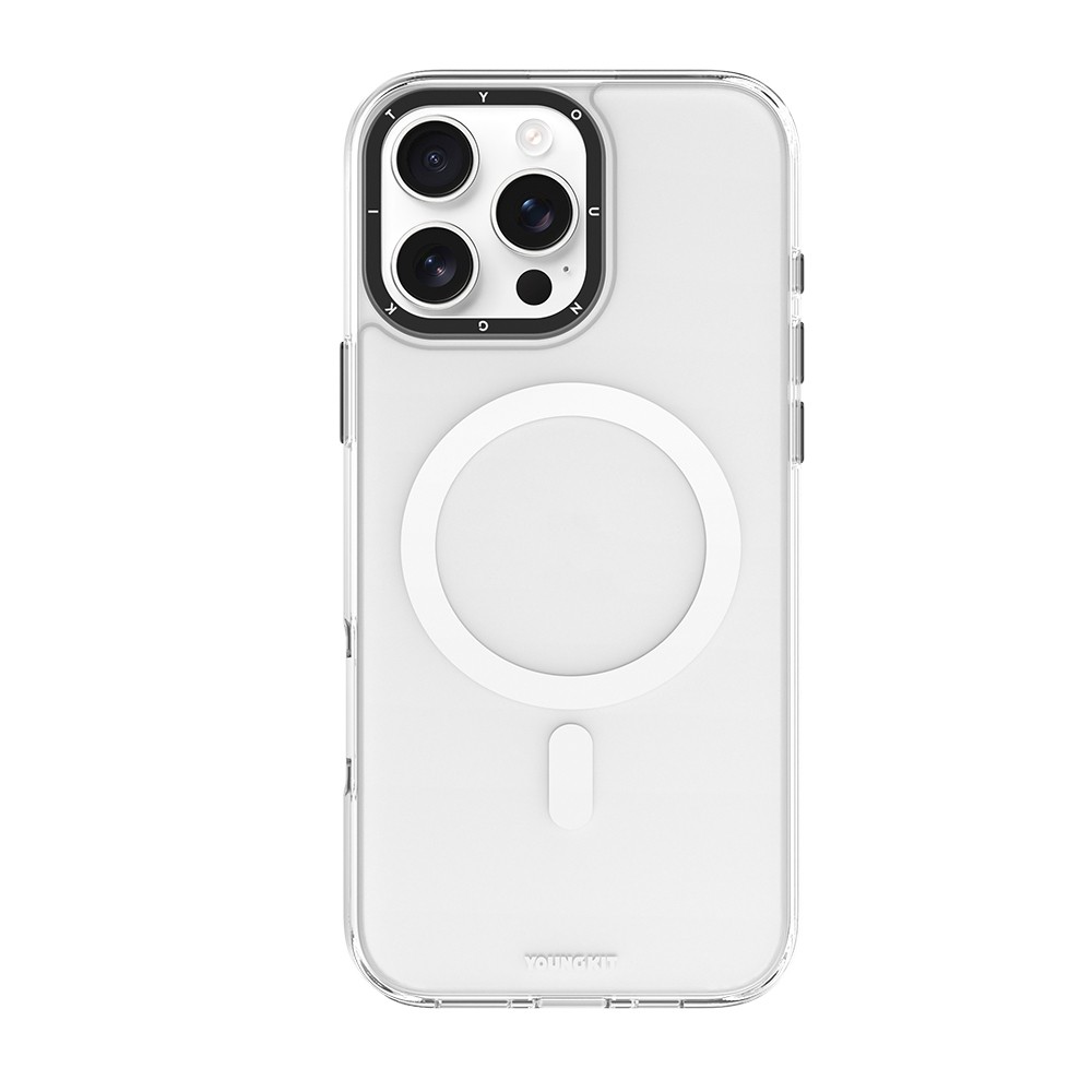 Apple iPhone 16 Pro Max Kılıf Magsafe Şarj Özellikli Cam Arka Yüzey TPU Youngkit Gemstone Serisi Kapak