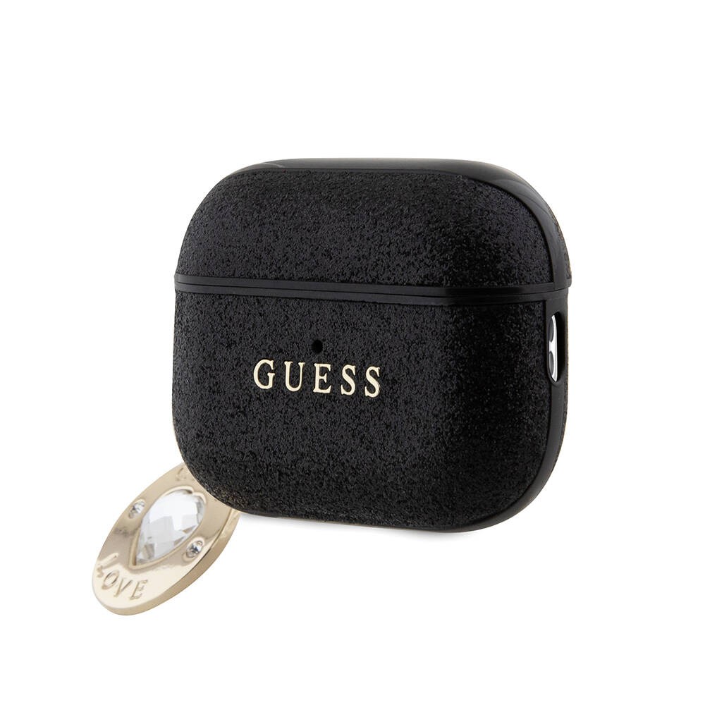 Airpods Pro 2 Kılıf Guess Orjinal Lisanslı Glitter Elmas Kalp Süs Zincirli Kapak