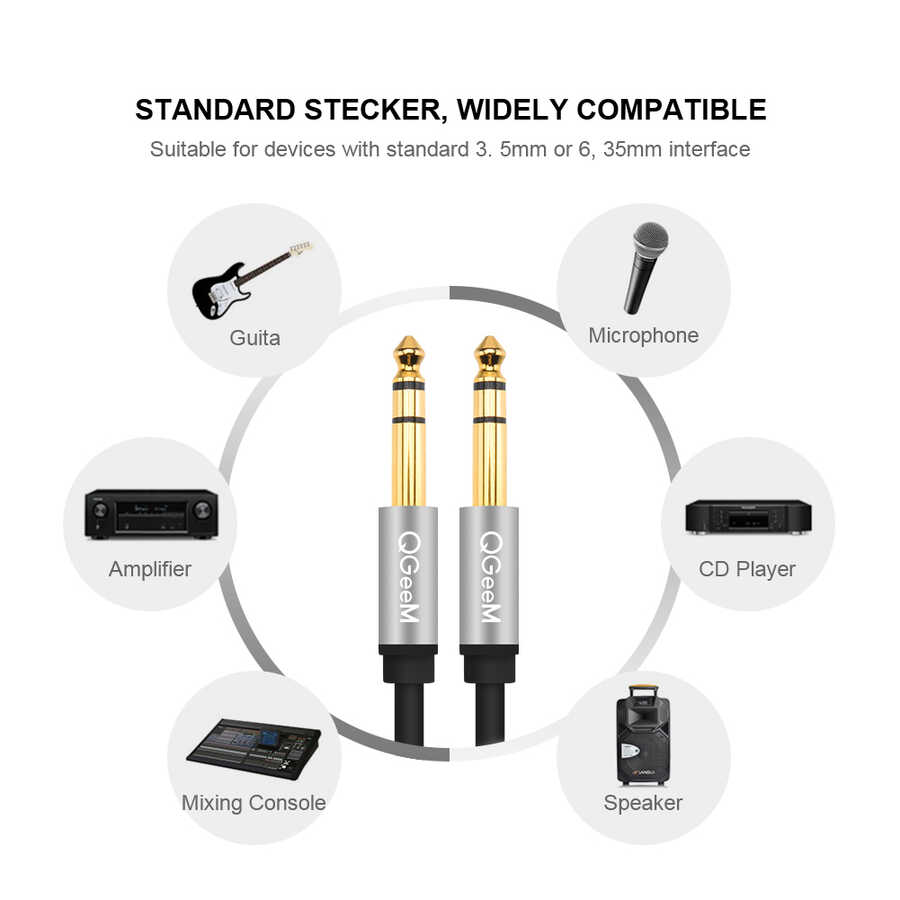 Qgeem QG-AU03 6.35mm Aux Audio Kablo 1M