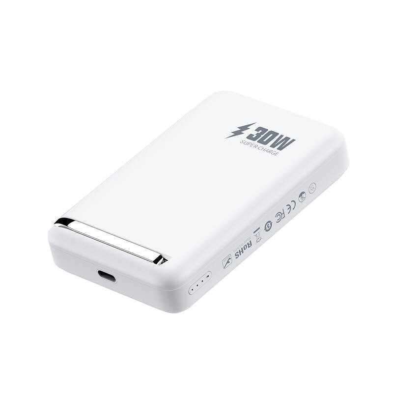 Wiwu Wi-P031 Qi2 Şarj Teknolojili LED Işık Göstergeli Standlı 30W Taşınabilir Magsafe Wireless Powerbank 10.000mAh