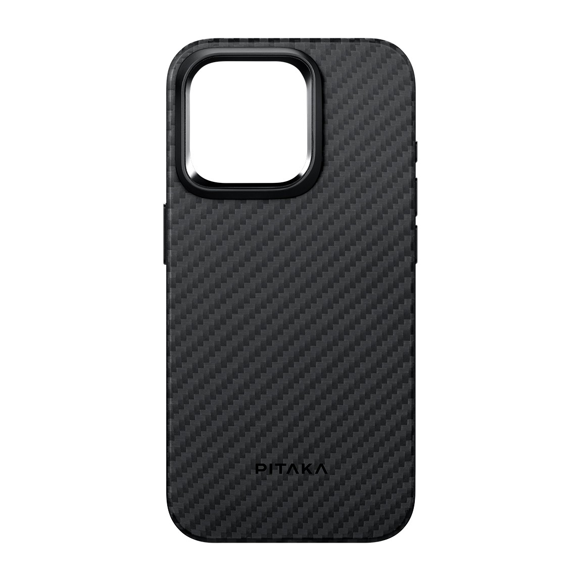 Apple iPhone 15 Pro Kılıf M-safe Şarj Özellikli 1500D Aramid Fiber Pitaka Military-Grade Classic Serisi Black-Grey Twill Kapak